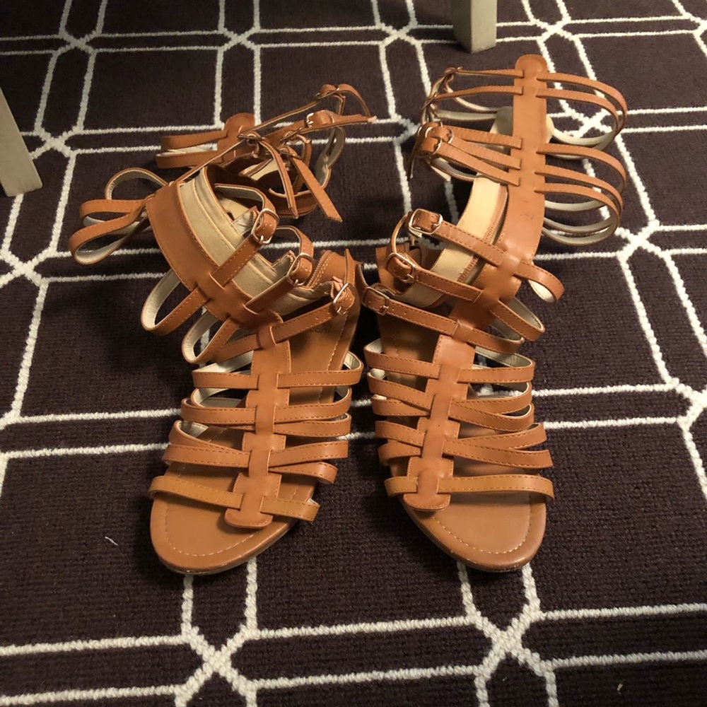 Tan gladiator sandals